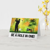 カスタムファーザーズデイホールインワンゴルフテーマ カード (黄色い花)