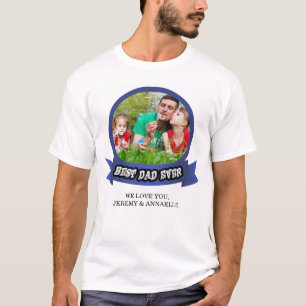 カスタムファーザーズ最高のDay写真パパエバーリボン文字 Tシャツ