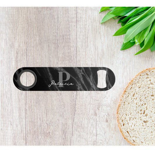 カスタムファーストネームシックラグジュアリーマーブルブラック スピード栓抜き