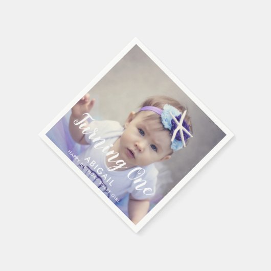 カスタムファースト誕生日フォトナプキンス スタンダードカクテルナプキン (角)