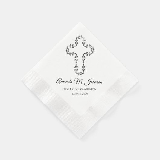 カスタムファースト・ホリー・コミュニオンナプキンス 縁ありカクテルナプキン (角)
