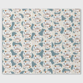 カスタムファースト・ロデオ・ウェスタン・ブルー・ボーイ1st誕生日 ラッピングペーパー (フラット)