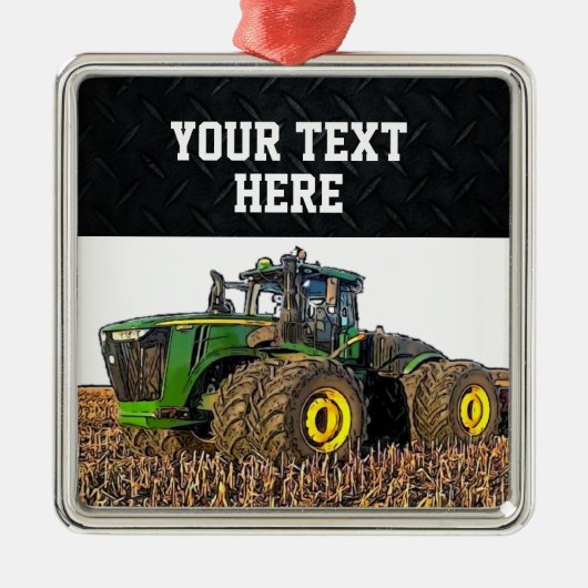 カスタムファームトラクター機器クリスマスティレージ メタルオーナメント (正面)