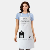 カスタムファームハウス、バーンドロースターブラック&ホワイト エプロン (着用した状態)