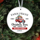 カスタムファームフレッシュヴィンテージレッドトラッククリスマス セラミックオーナメント
