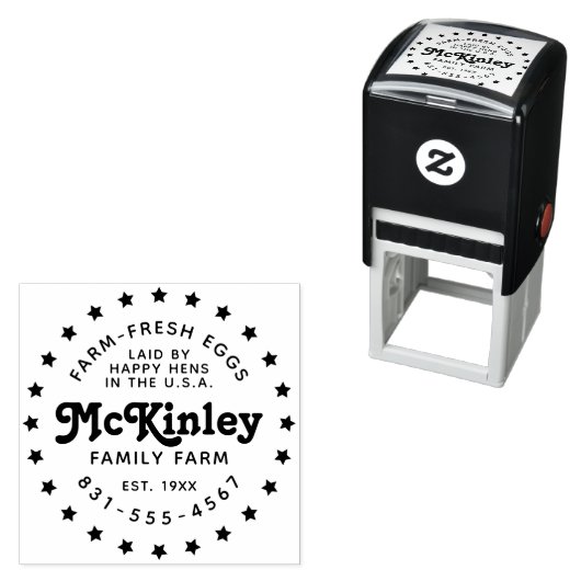 カスタムファームロゴ |レトロ鶏卵 セルフインキングスタンプ (インサイチュ)