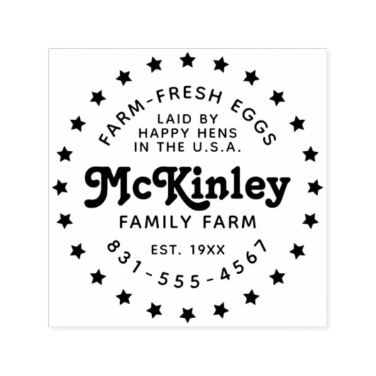 カスタムファームロゴ |レトロ鶏卵 セルフインキングスタンプ (デザイン)