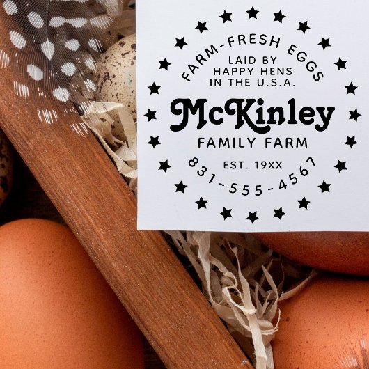 カスタムファームロゴ |レトロ鶏卵 セルフインキングスタンプ