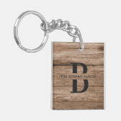 カスタムファ素朴ームハウスファミリーモノグラムネームウッド キーホルダー (正面左)