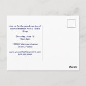 カスタムフィッシュタックルショップブルーバスグランドオープニング ポストカード (裏面)