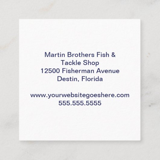 カスタムフィッシュタックルショップブルーバスフィッシャーマンストア スクエア名刺 (裏面)