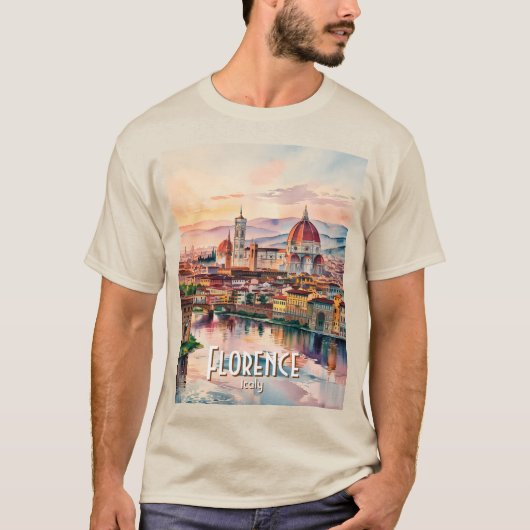 カスタムフィレンツェ大聖堂ウォーターカラースカイライン Tシャツ (正面)
