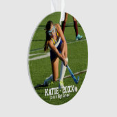 カスタムフィールドホッケーフォトコラージュ名チーム番号 オーナメント (正面)