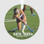 カスタムフィールドホッケーフォトコラージュ名チーム番号 オーナメント (裏面)