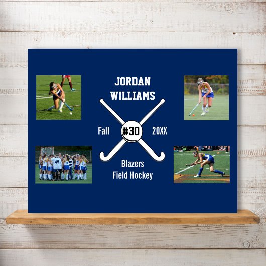 カスタムフィールドホッケーフォトコラージュ名チーム番号 ポスター