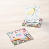 カスタムフェアリータレプリンセスガールズ誕生日フェアリーコア スクエアペーパーコースター (インサイチュ)