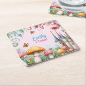 カスタムフェアリータレプリンセスガールズ誕生日フェアリーコア スクエアペーパーコースター (アングル)