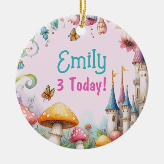 カスタムフェアリータレプリンセスガールズ誕生日フェアリーコア セラミックオーナメント (正面)