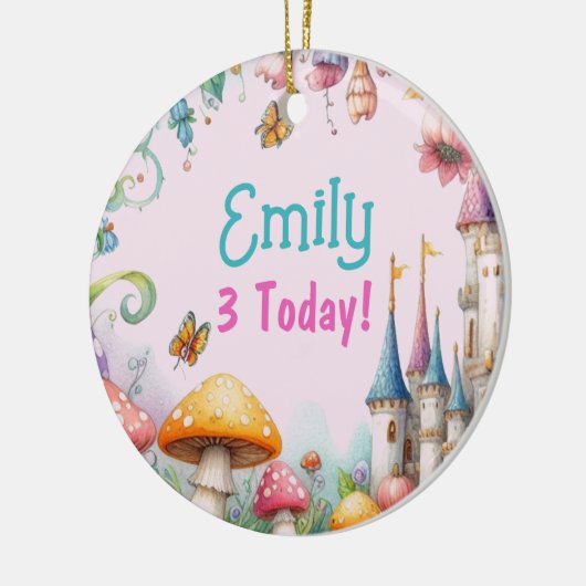カスタムフェアリータレプリンセスガールズ誕生日フェアリーコア セラミックオーナメント (左)