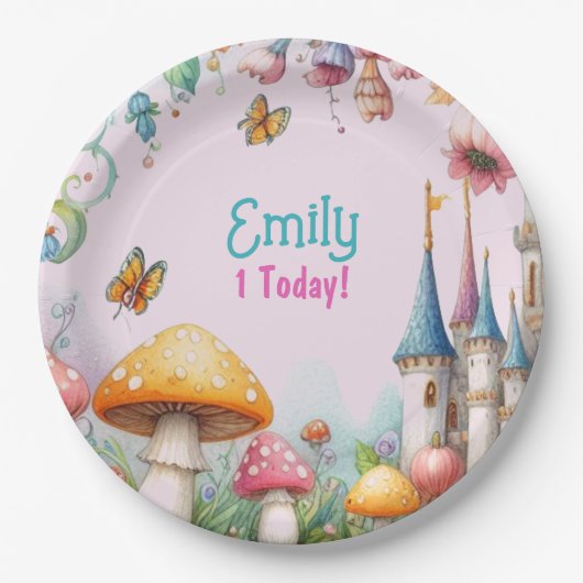 カスタムフェアリータレプリンセスガールズ誕生日フェアリーコア ペーパープレート (正面)