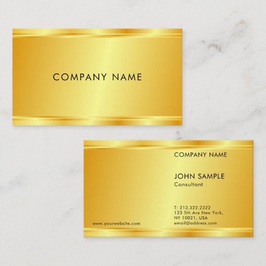 カスタムフェイクエレガント金ゴールドグラマテンプレートラグジュアリー 名刺 (正面/裏面)