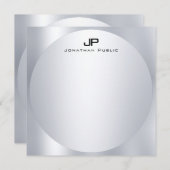 カスタムフェイクエレガント銀モノグラムシンプルトレンディー ノートカード (正面/裏面)