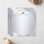 カスタムフェイクエレガント銀モノグラムシンプルトレンディー ノートカード (正面/裏面インサイチュ)