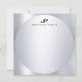 カスタムフェイクエレガント銀モノグラムシンプルトレンディー ノートカード (正面)