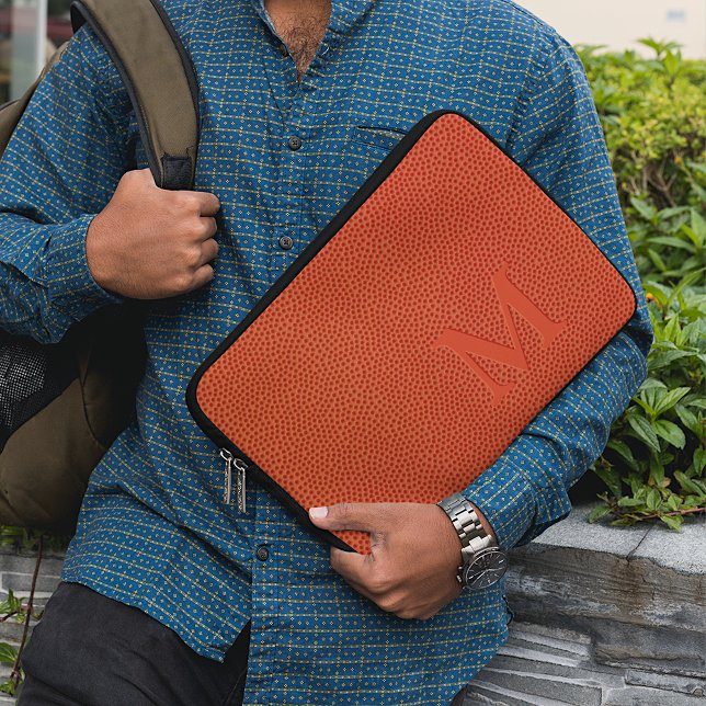 カスタムフェイクパーソナライズされたバスケットボール革スキン ラップトップスリーブ (クリエイターアップロード済み)