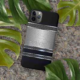 カスタムフェイクモダン光沢のある金属ストライプ iPhone 11 PRO MAXケース