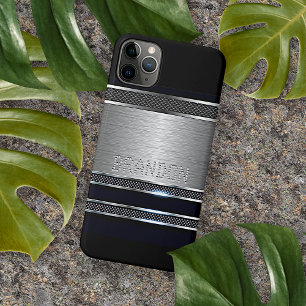 カスタムフェイクモダン光沢のある金属ストライプ iPhone 11 PRO MAXケース