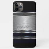 カスタムフェイクモダン光沢のある金属ストライプ Case-Mate iPhoneケース (裏面)