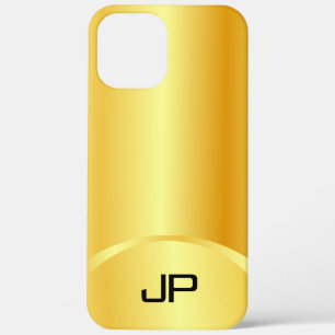 カスタムフェイクモノグラムの金ゴールドエレガントモダン iPhone 12 PRO MAX ケース