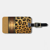 カスタムフェイクレオパード皮金ゴールドレザーパターン ラゲッジタグ (正面横)
