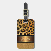 カスタムフェイクレオパード皮金ゴールドレザーパターン ラゲッジタグ (正面縦)