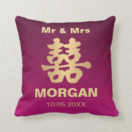 カスタムフェイク金ゴールドの二重の幸せ結婚に クッション