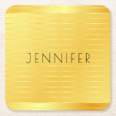 カスタムフェイク金ゴールドエレガントモダンテンプレート スクエアペーパーコースター (正面)