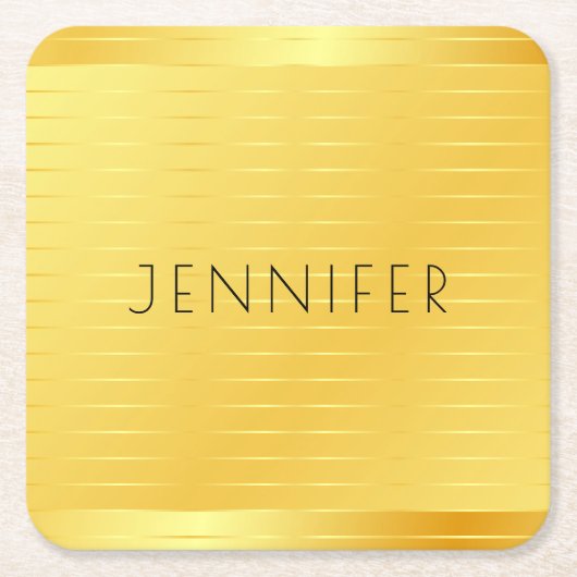 カスタムフェイク金ゴールドエレガントモダンテンプレート スクエアペーパーコースター (正面)
