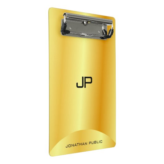 カスタムフェイク金ゴールドエレガントモノグラムモダンテンプレート ミニクリップボード (アングル)