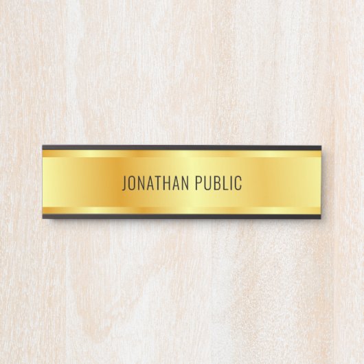 カスタムフェイク金ゴールドエレガントラックスモダンテンプレート サインプレート (正面)