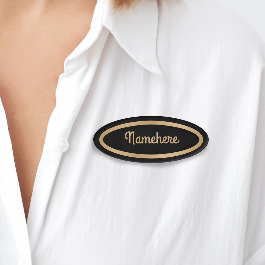 カスタムフェイク金ゴールドシンプルクラシックフレームブラックタイトル 名札