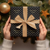 カスタムフェイク金ゴールドスクリプト白黒水玉模様 ラッピングペーパー