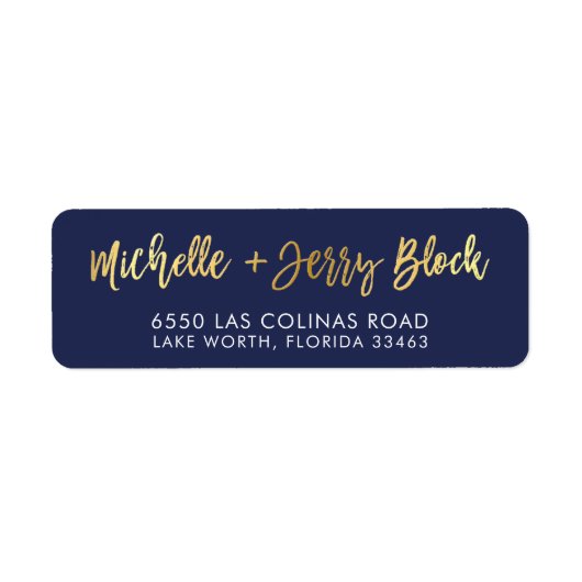 カスタムフェイク金ゴールドフォイル名navy + 金ゴールドブロック ラベル (正面)