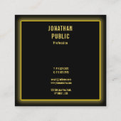 カスタムフェイク金ゴールドモダンプロフェッショナルエレガントブラック スクエア名刺 (裏面)