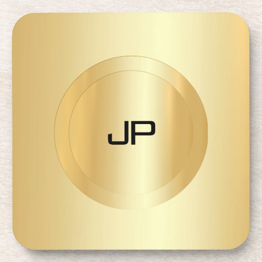 カスタムフェイク金ゴールドモノグラムグラムテンプレート コースター (正面)