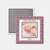 カスタムフェスティバルすてきクリスマスピンク写真 マグネット (正面/裏面)