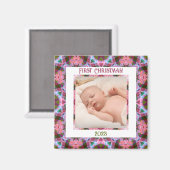 カスタムフェスティバルすてきクリスマスピンク写真 マグネット (正面/裏面)