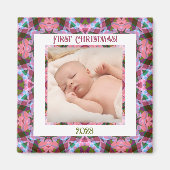 カスタムフェスティバルすてきクリスマスピンク写真 マグネット (正面)