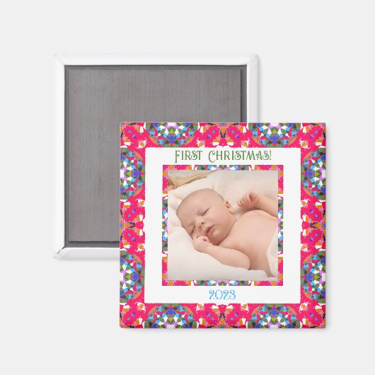 カスタムフェスティバルすてきクリスマス写真写真枠 マグネット (正面/裏面)