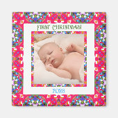 カスタムフェスティバルすてきクリスマス写真写真枠 マグネット (正面)